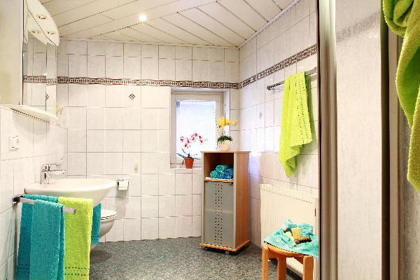 Badezimmer (von der Dusche aus gesehen)